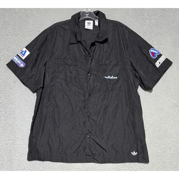 Adidas Originals Trefoil Graphic Snap button Mechanic Shirt H57828 Mens Large