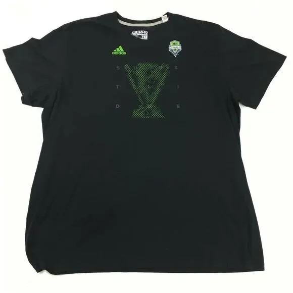 Adidas Black Climalite Seattle Sounders FC The Go To Performance Tee Men's 2X