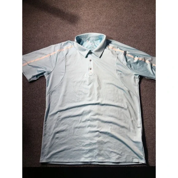 Adidas Golf Puremotion Polo Shirt Mens Large Blue Short Sleeve Snaps B19845