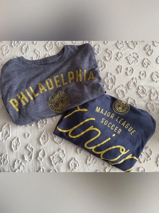 Adidas Philadelphia Union MLS Graphic Tees - Set of 2 (Size S) t-shirt bundle