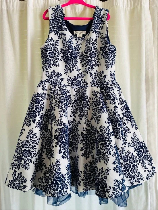 Knitworks Navy and White Floral Fit & Flare Dress