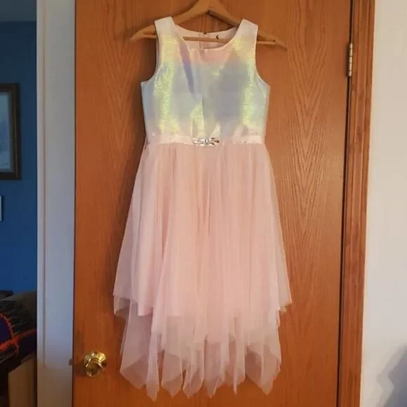 Beautiful Pink Blue Iridescent Semi-Formal Dress Sz  L (10/12)