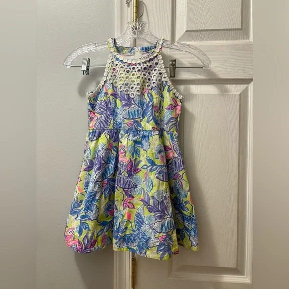 Lilly Pulitzer Little Kinley Dress Girls Size 6 Dew Drop Stay Fly