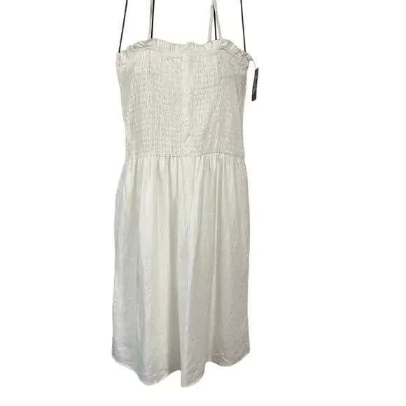 Art Class Girls' White Smocked Button-Front Dress - Size XXL - NWT