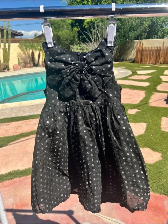Gymboree Black Dress with Silver Metallic Dots