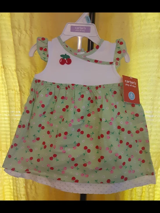 Carter's Cherry Print Baby Dress - Green & White