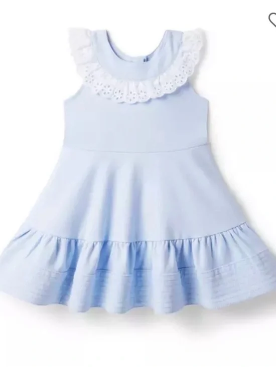 Janie and Jack Pale Blue Sleeveless Dress with White Collar