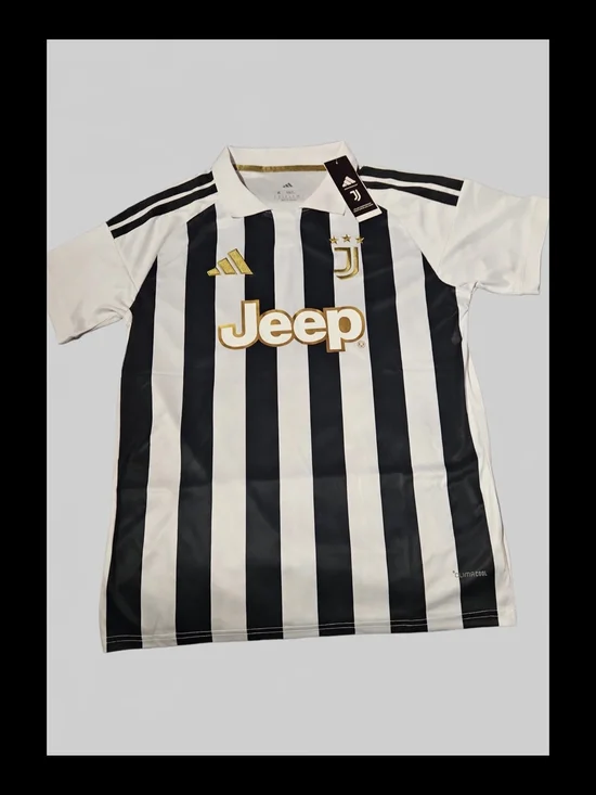 adidas Black & White Striped 2026/27 Home Soccer Jersey with Gold Accents