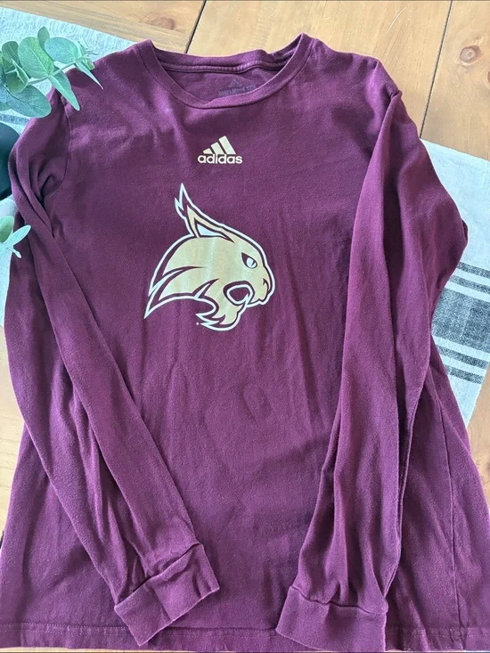adidas Maroon Long Sleeve Shirt with Texas State Logo