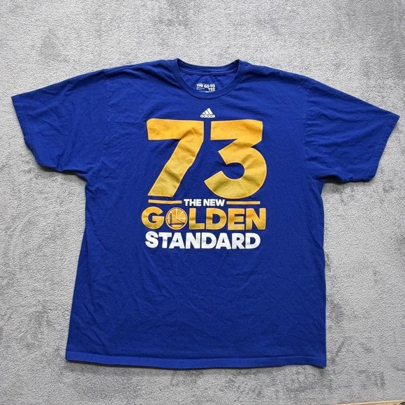 Golden State Warriors Shirt Mens 2XL Blue NBA‎ Basketball Adidas 73 Wins Tee
