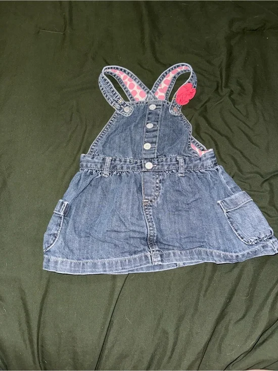 OshKosh B'gosh Blue Denim Overall Skirt with Pink Accents