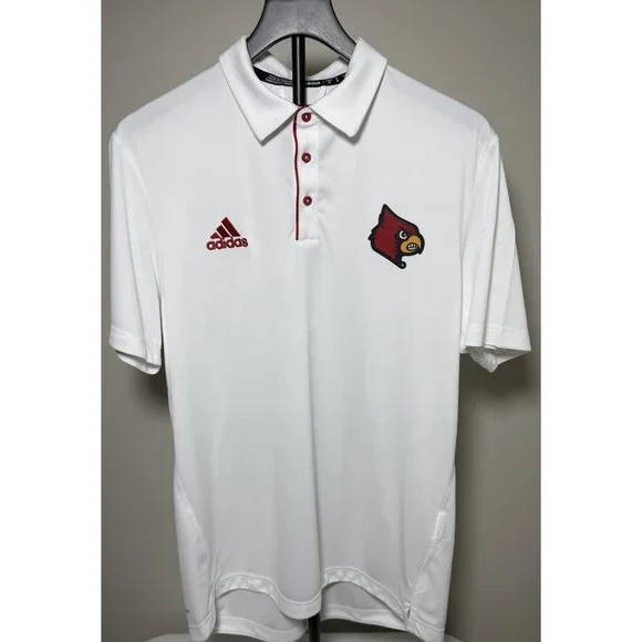 adidas AEROREADY Louisville Cardinals White Polo Shirt Men's M Breathable NWT