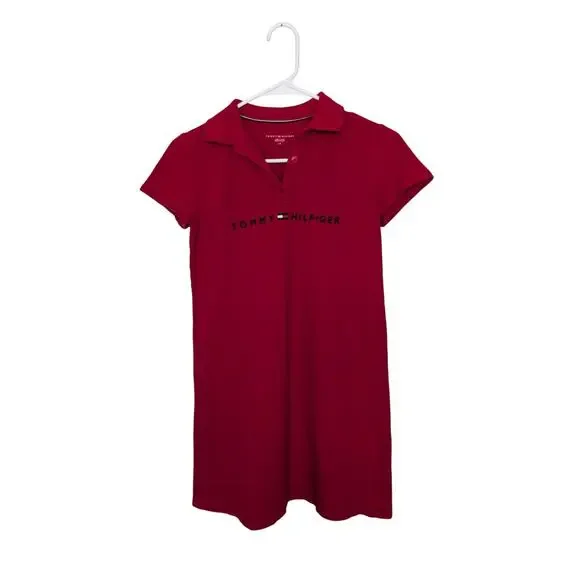 Tommy Hilfiger Girls Dresses, Red Short Sleeve Collared Tennis Dress, Sz 14