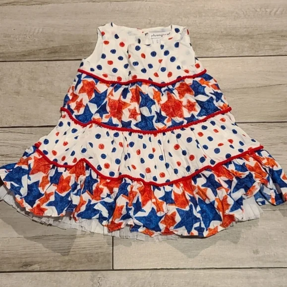 🍦polkadots Red White and Blue ruffle dress 🪅