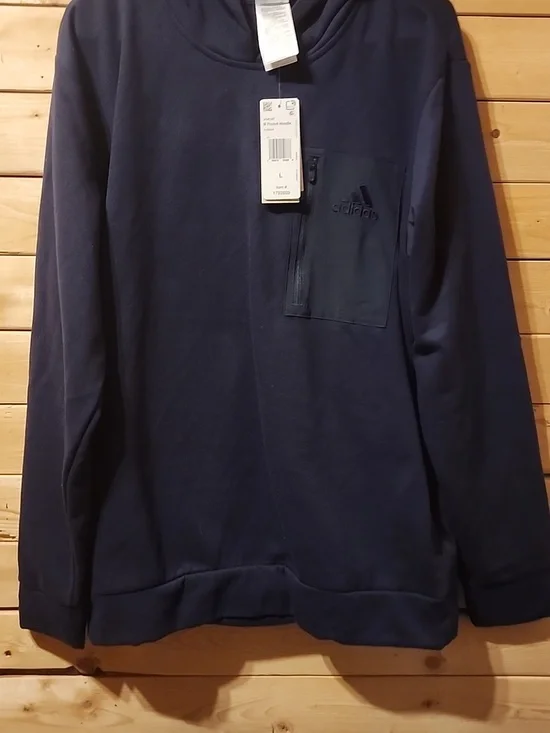 Adidas Pocket Zip Hoodie Mens Size Large NWT Navy Blue