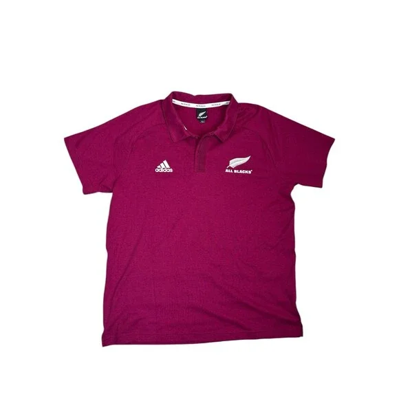 Adidas All Blacks Rugby Primeblue Polo Shirt Tribe Berry XL Men's Stripe Back
