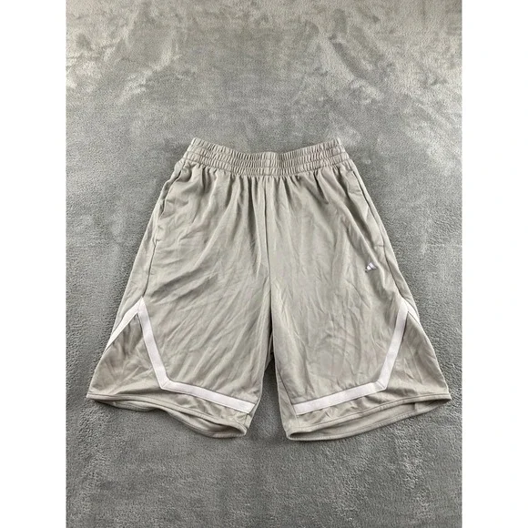 Adidas Mens Basketball Shorts Grey White 9 Inch Inseam Size Medium M 9