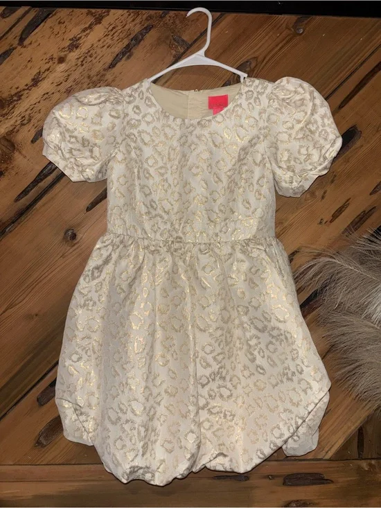 Lilly Pulitzer Formal Ivory and Gold Leopard Bubble Dress