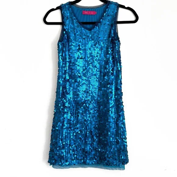 Girls Blue Sequin Party Dress by ME.N U  Size Med.  EXCELLENT CONDITION