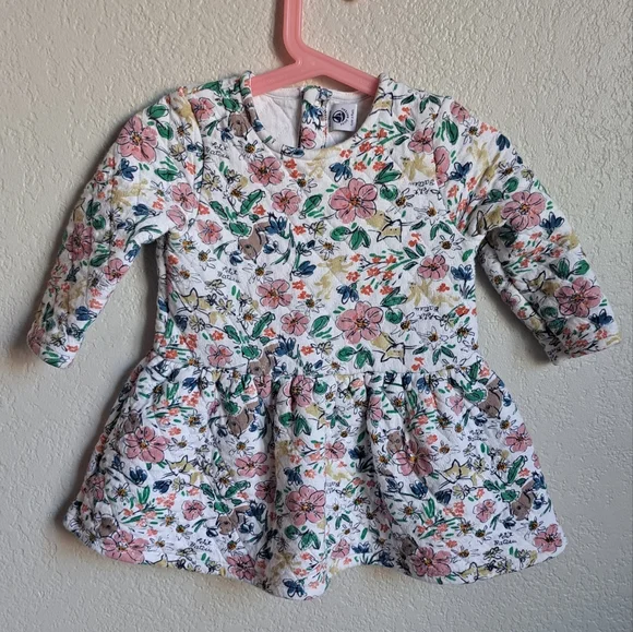Petit Bateau Girls Floral Quilted Dress Size 24 Months
