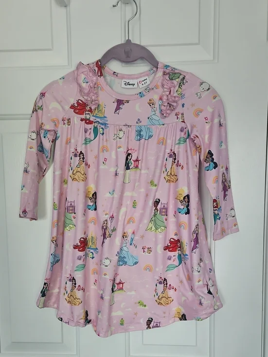 Disney Girls Pink Princess Print Long Sleeve Tunic