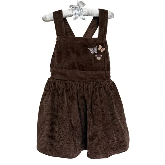 Disney Junior Minnie Mouse Corduroy Brown Jumper Dress Size 2T