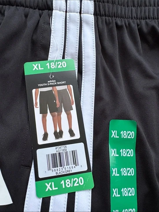 adidas Black Athletic Shorts with White Triple Stripes