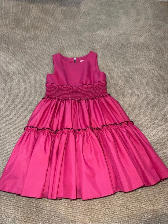 Zoe Ltd Bright Pink Smocked Tiered Ruffle Dress