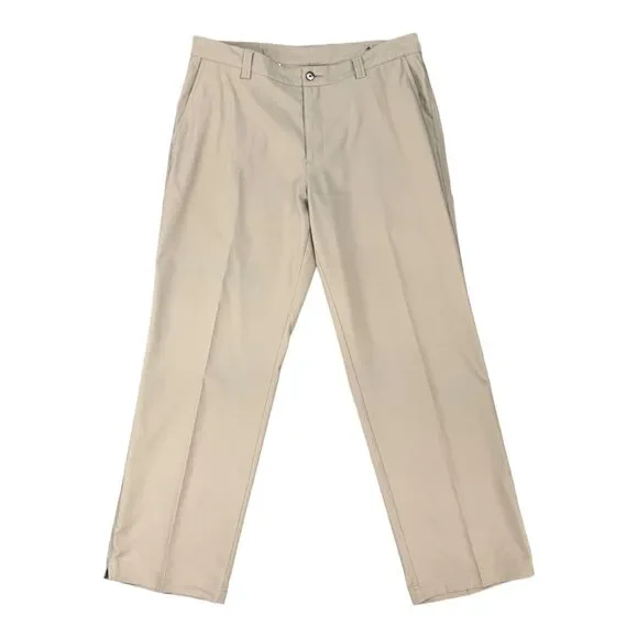 Adidas Golf Pants Mens 36 Stone Beige Flat Front Moisture Wick Climalite Chino
