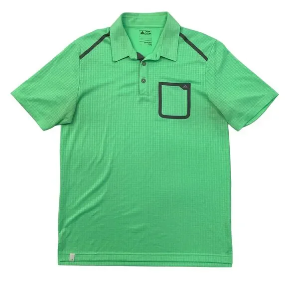 Adidas Polo Shirt Mens M Medium Parakeet Green Climacool Pocket Performance Golf