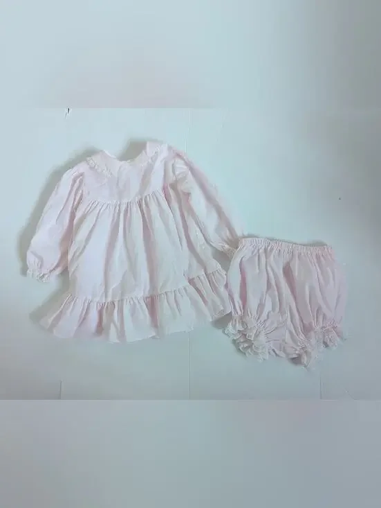 Vtg Bryan Dress 18-24m Pastel Pink Lace