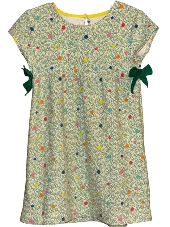 Zara Toddler Girl’s Green Floral Confetti Dress w/Green Bows Size 3-4 Years