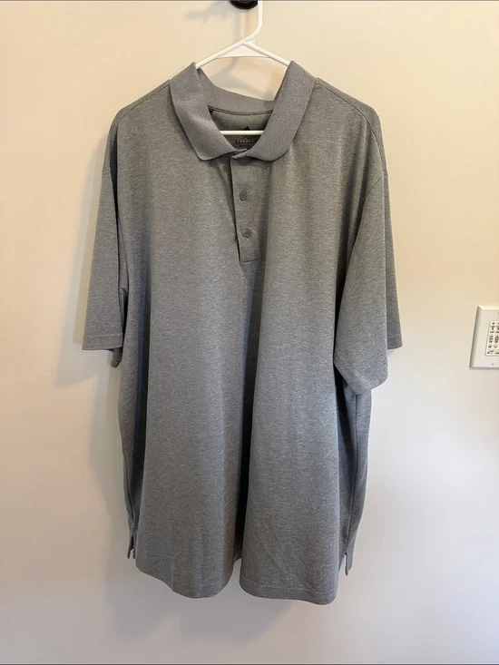 adidas Men's Gray Polo Shirt - Short Sleeve