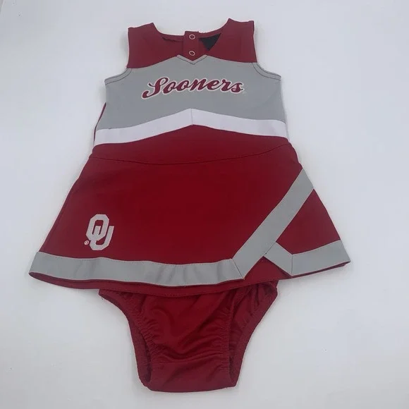 Oklahoma Sooners Cheer Outfit Size 2T Dress With Bloomers Embroidered EUC