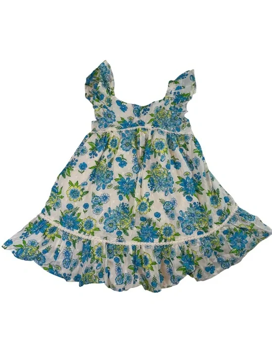 Happily Grey. Girls Blue & Green Floral Ruffle dress. Size 2T. Summer.