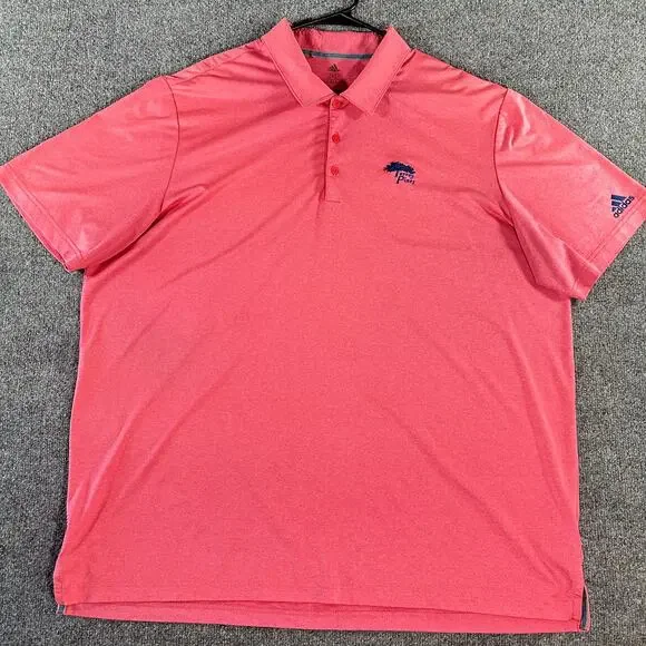 Adidas Mens 2XL Pink Heather Performance Golf Polo Torrey Pines Embroidered Logo
