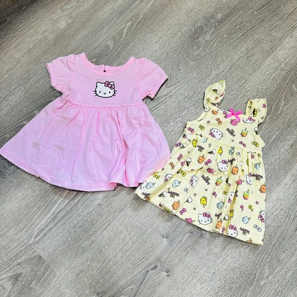 Hello Kitty Sanrio Baby Girl Dresses Set of 2 Pink Yellow 18M Casual Summer
