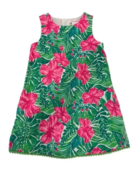 Tommy Bahama Toddler Girls Green & Pink Floral Print Sleeveless Dress 3T