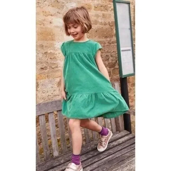 Mini Boden Pretty Cord Dress in Jungle Green girls‎ 3-4