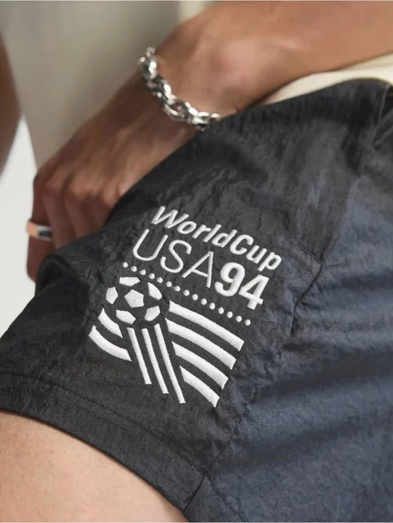 adidas Black Men’s Athletic Shorts with White WorldCup USA 94 Patch