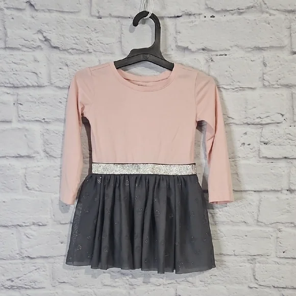 Falls Creek Pink and Gray Long Sleeve Fit and Flare Dress