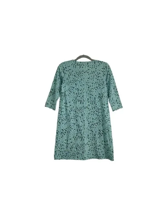 Vineyard Vines Girls Whale Print Shift Dress Blue Mint 3/4 Sleeve Size L 14