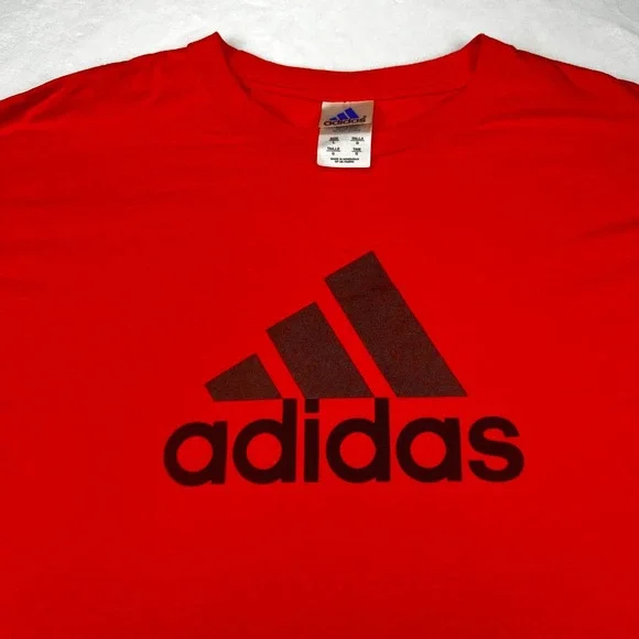 Adidas Mens Graphic Logo T-Shirt Red Short Sleeve Crew Neck Large 559
