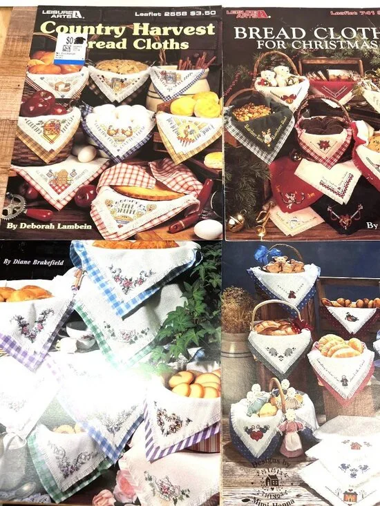 Country-Themed Cross-Stitch Bread Cloth 4  Pattern Booklets By Leisure Arts