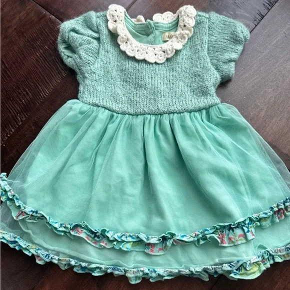 Matilda Jane nan dress friends forever 2015 aqua knit sparkle dress‎ 6-12