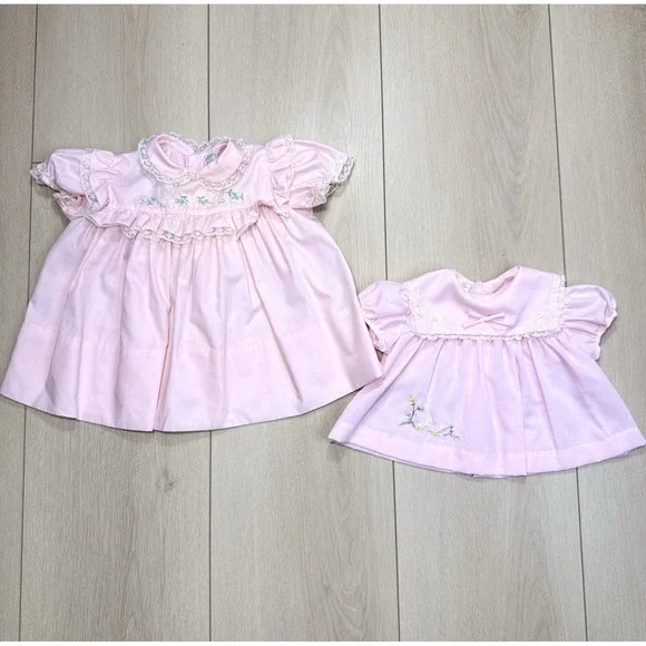 VTG Baby Togs Creation Pink Lace Embroidered Baby Dresses‎ Lot 2 Philippines