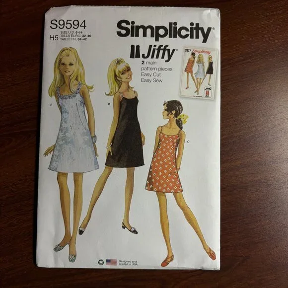Simplicity Jiffy Pattern S9594 H5 for Misses' Vintage Dress
