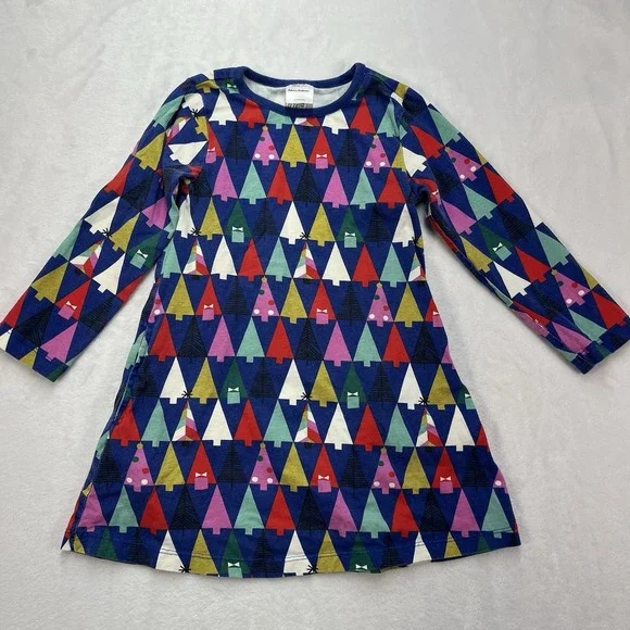 Hanna Andersson A-Line Dress Toddler Girls 4 Christmas Tree Colorful Pockets
