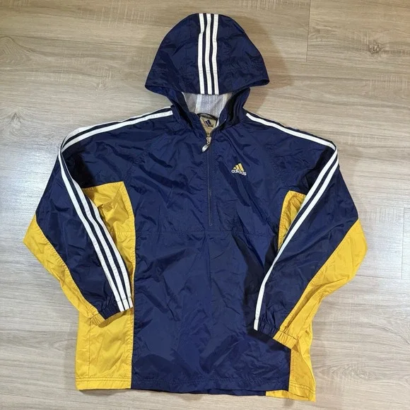 Vintage Youth Adidas Nylon Windbreaker Packable‎ Jacket Youth  size XL Stripes