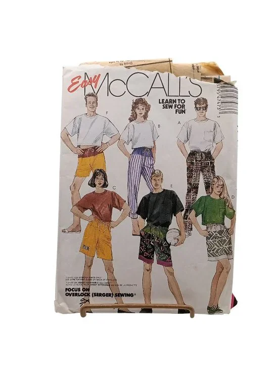 Easy McCalls 4747 Sewing Pattern For Misses & Mens T-Shirts Pants & Shorts Size